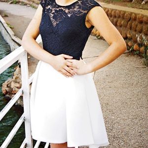 Black and white evening dress